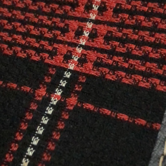 Vintage Tote-Red & Black Plaid-Fabric/PVC-Open Top-Large size - Picture 8 of 17